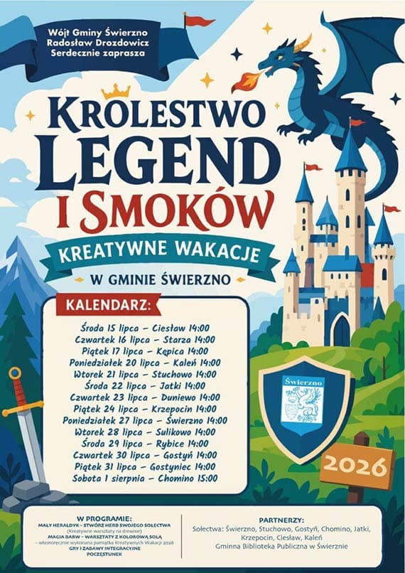 Królestwo Legend i Smoków – Kreatywne Wakacje w Gminie Świerzno!