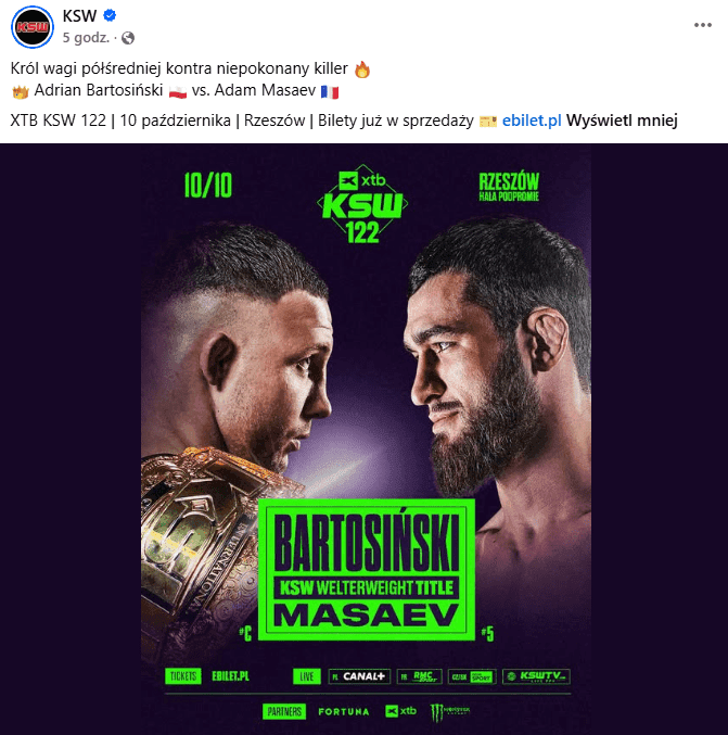 KSW wraca do Rzeszowa. Znamy bohaterów walki wieczoru i ceny biletów