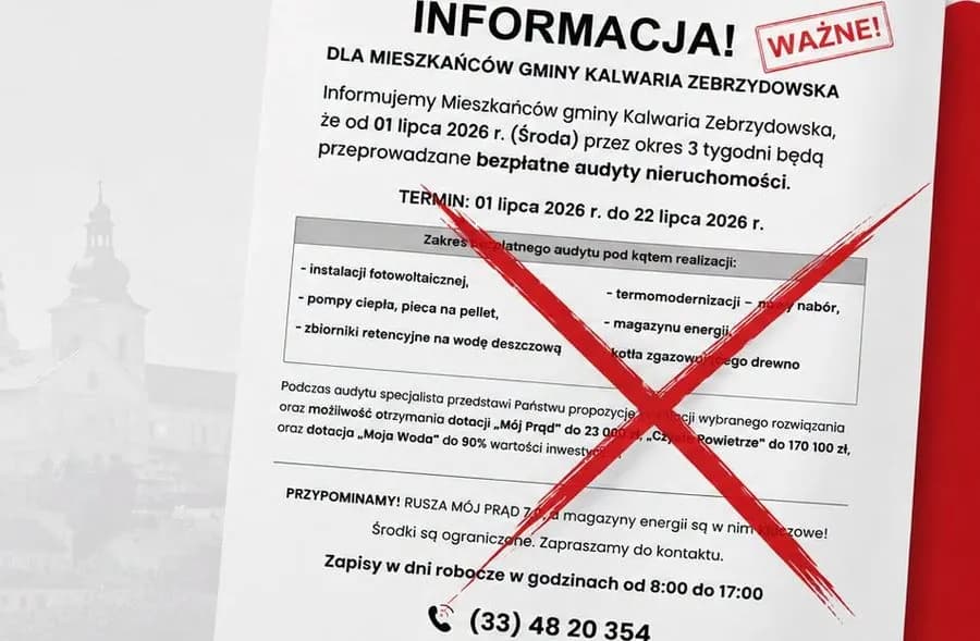 Kto stoi za ulotkami o darmowych audytach w Kalwarii? Urząd ostrzega