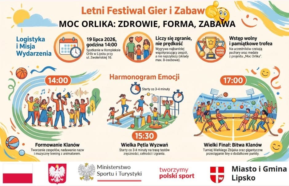 Letni Festiwal Gier i Zabaw na Orliku w Lipsku