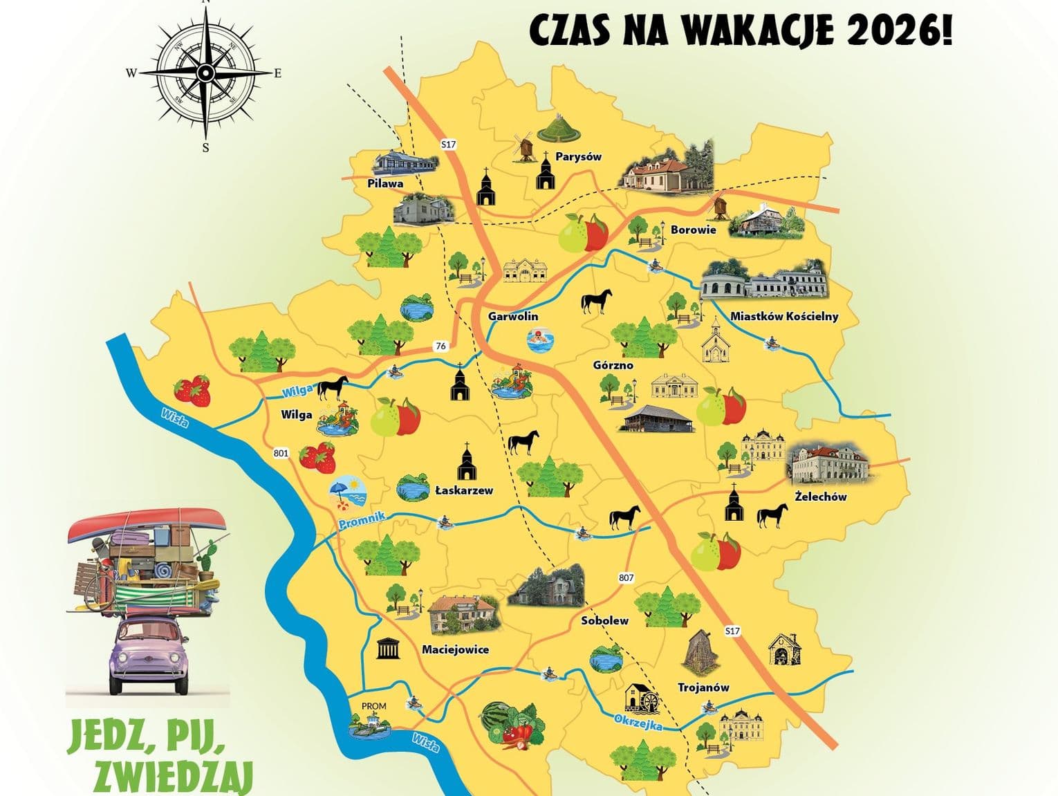 Mapa turystyczno-gastronomiczna powiatu garwolińskiego 2026