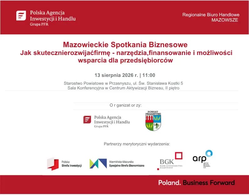 Mazowieckie Spotkania Biznesowe dla Przedsiębiorców z Powiatu Przasnyskiego