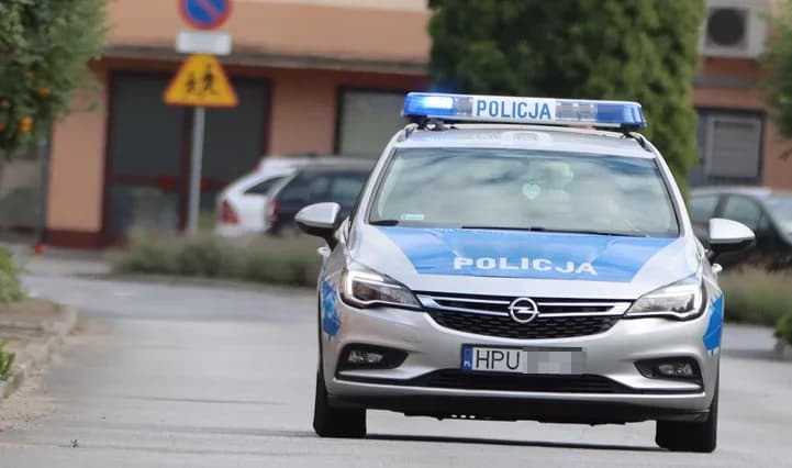 Mercedes sam stoczył się na wysepkę. Uderzył w znak drogowy