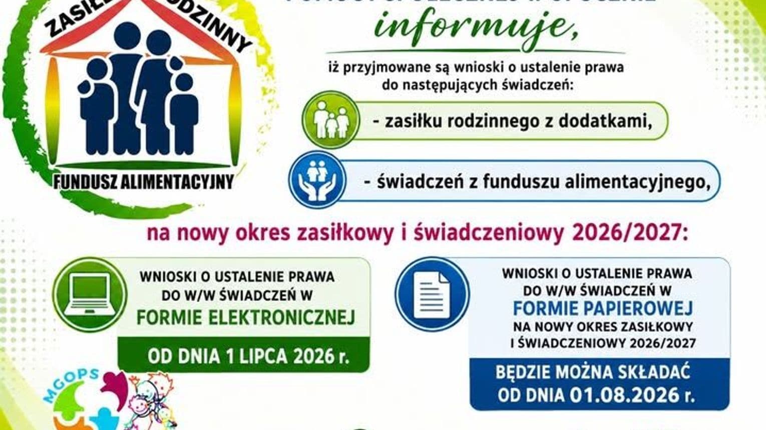 MGOPS w Opocznie rozpoczął nabór wniosków o świadczenia na okres 2026/2027
