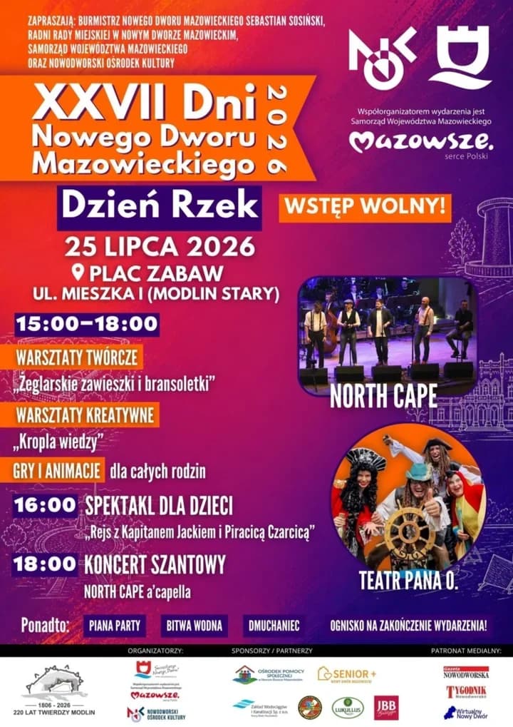 Nad rzeką w Modlinie Starym ruszy rodzinny dzień z teatrem i szantami