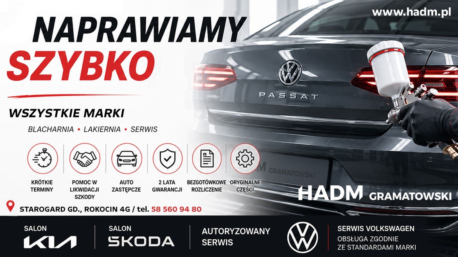 Naprawa blacharsko-lakiernicza bez długiego czekania? W HADM Gramatowski to możliwe.