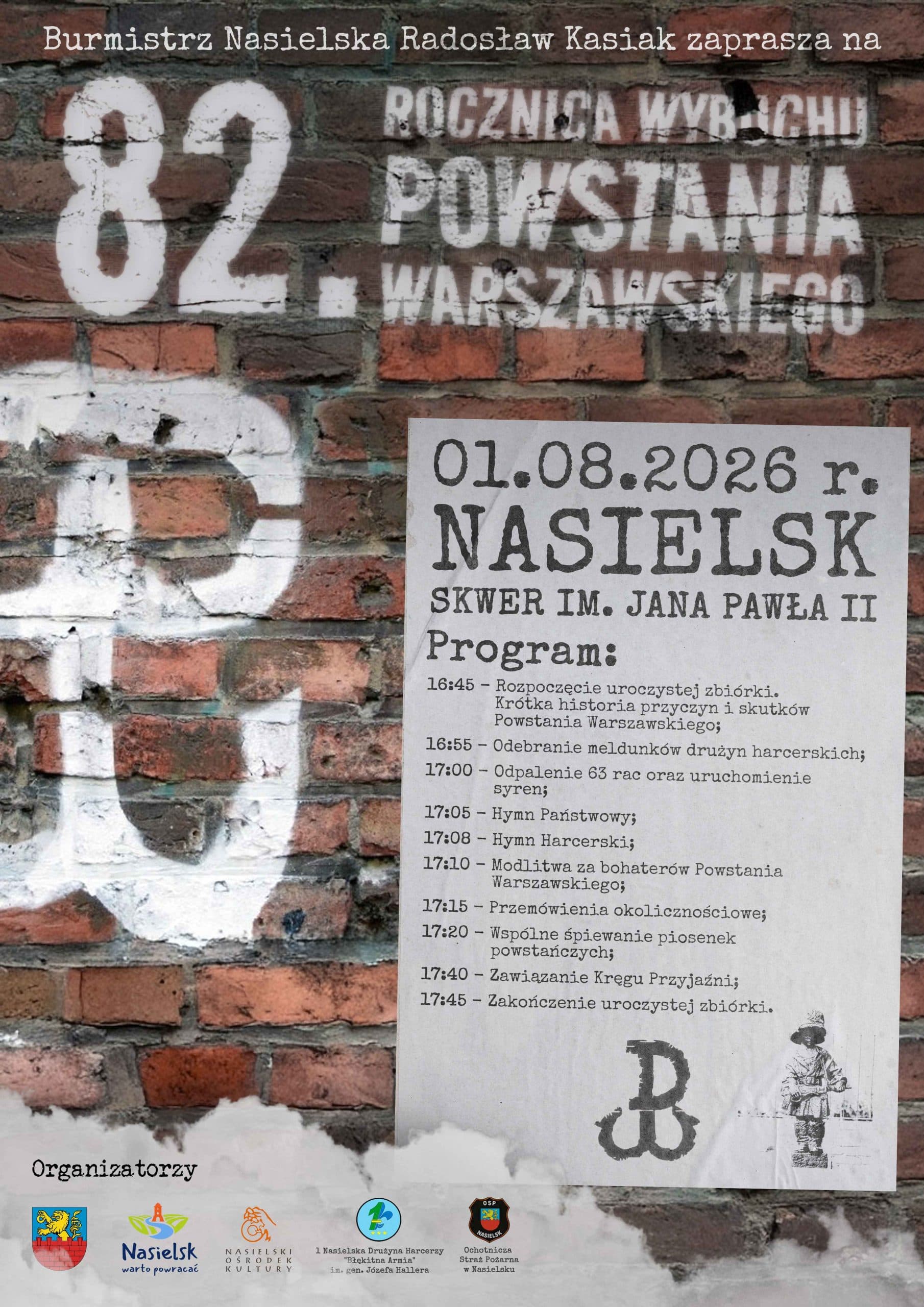 Nasielsk odda hołd Bohaterom Warszawy. Uroczyste obchody 82. rocznicy wybuchu Powstania Warszawskiego.