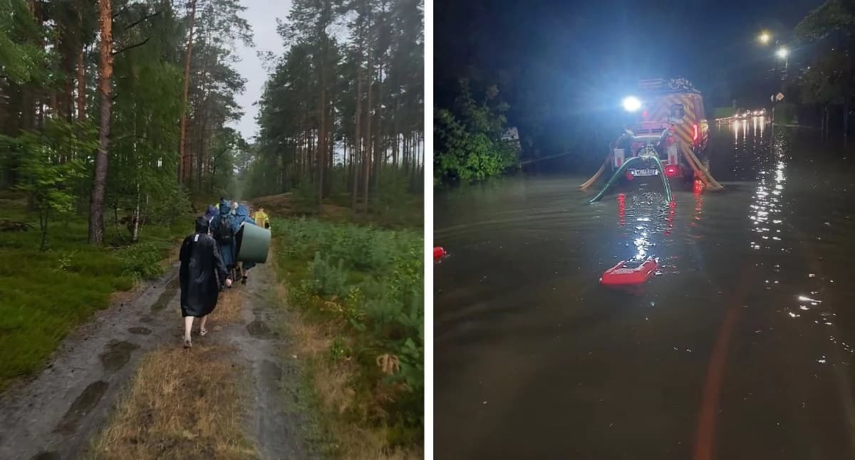Nawałnice nad powiatem garwolińskim. Ewakuacja obozu harcerskiego i zalane ulice