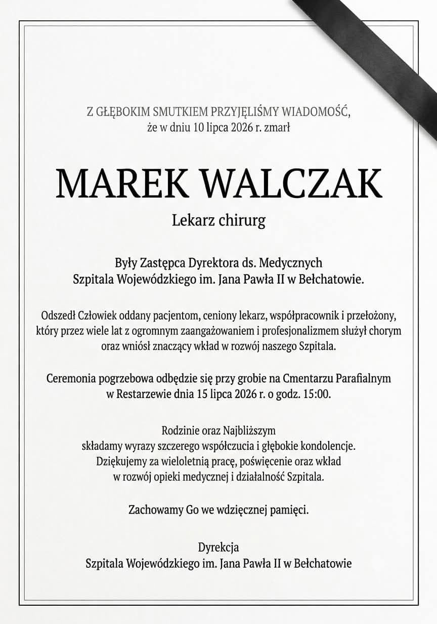 Nie żyje dr Marek Walczak