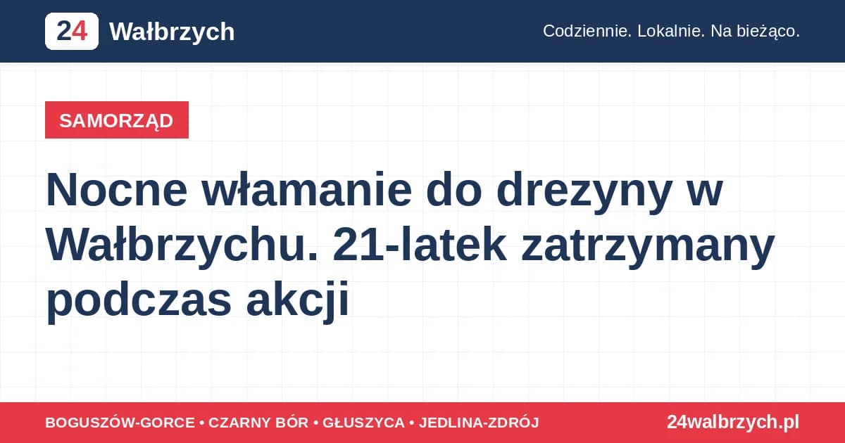 Nocne włamanie do drezyny w Wałbrzychu. 21-latek zatrzymany podczas akcji