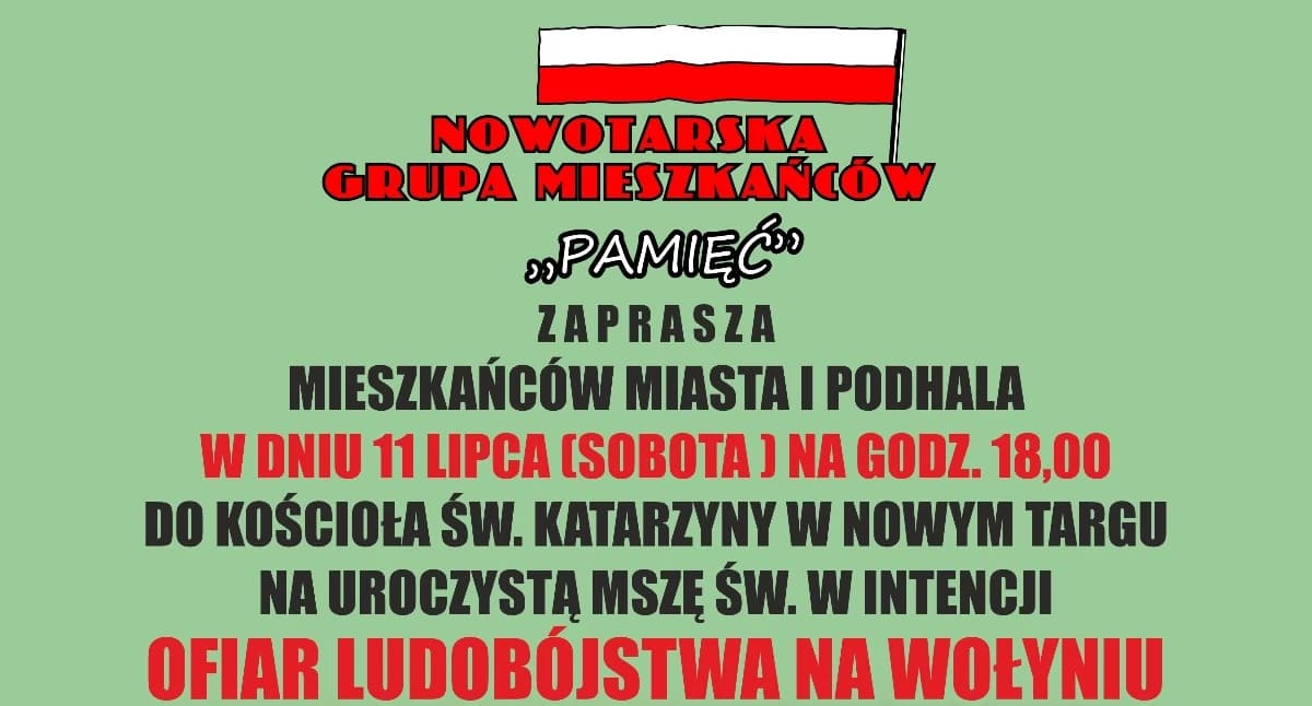 Nowy Targ uczci pamięć ofiar ludobójstwa na Wołyniu i w Małopolsce Wschodniej