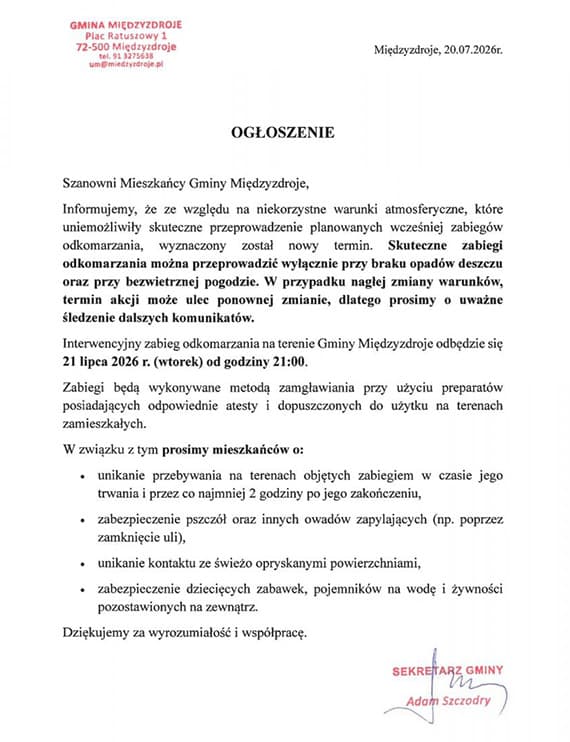 Odkomarzanie w Międzyzdrojach. Gmina wyznaczyła nowy termin