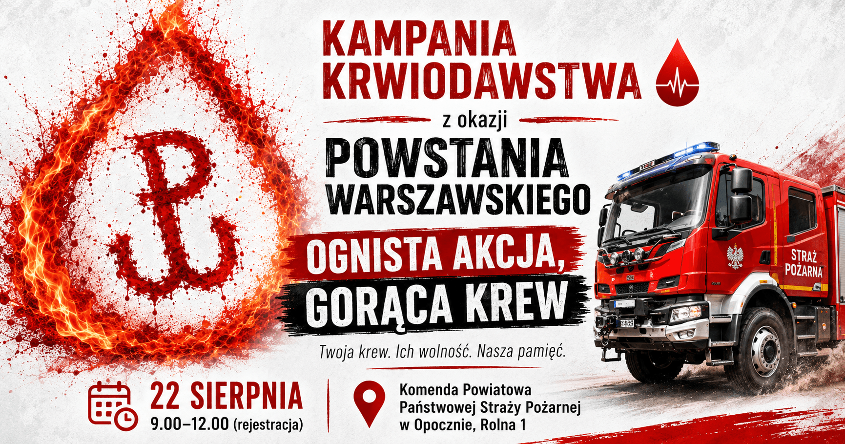 „Ognista akcja, gorąca krew”. W Opocznie oddadzą krew w hołdzie Powstańcom Warszawskim