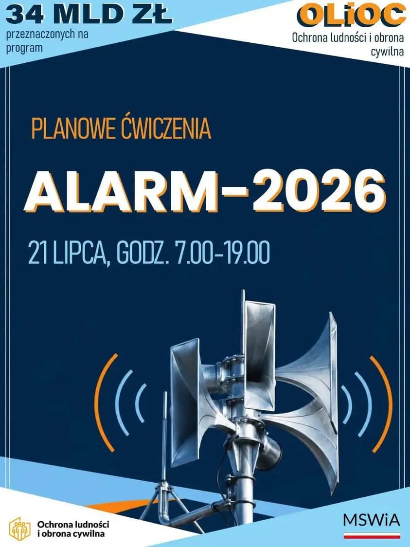 Ogólnopolskie ćwiczenia systemów alarmowych ALARM2026 – 21 lipca