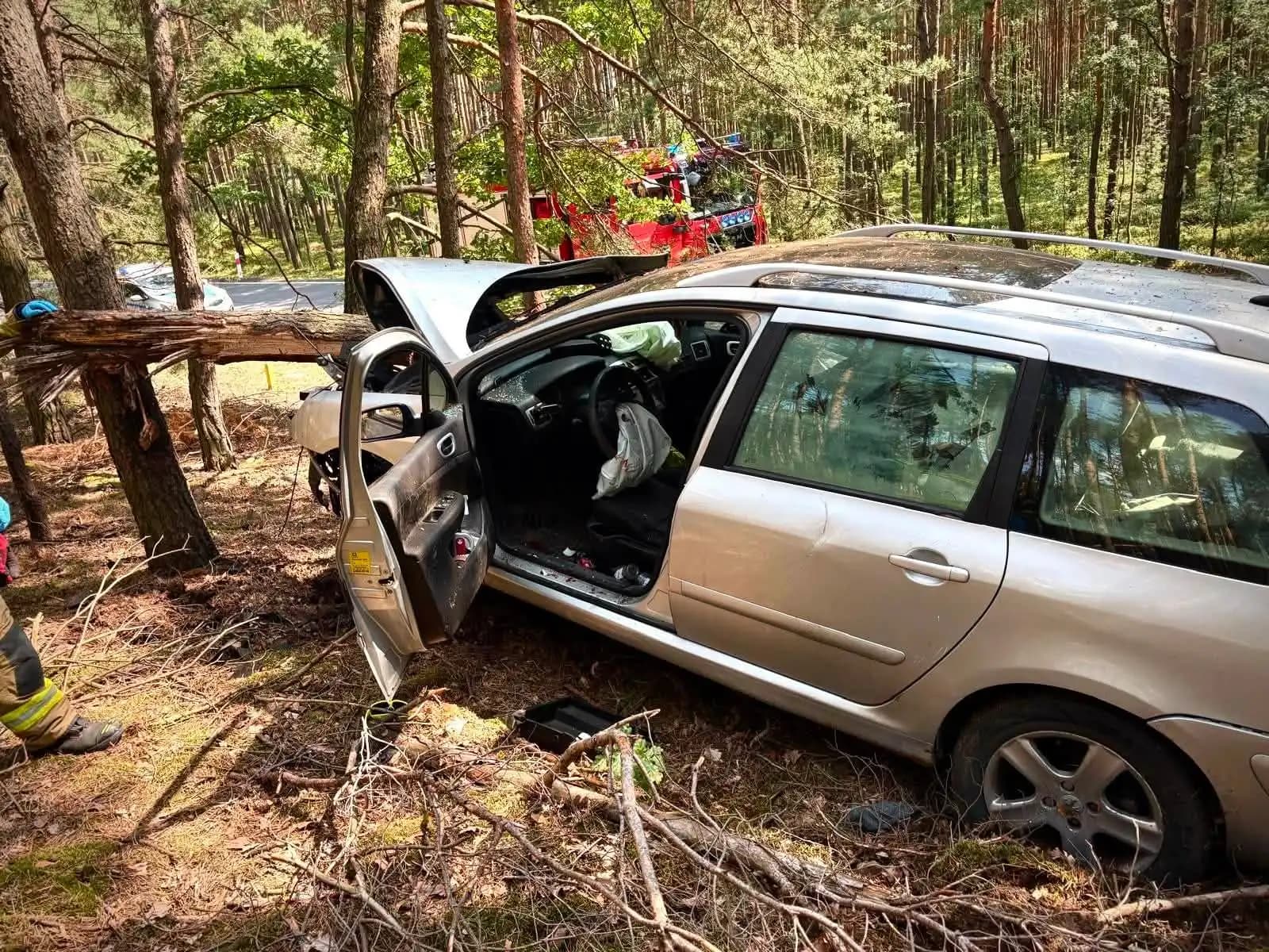 Osobówką uderzył w drzewo. Wypadek na DW447
