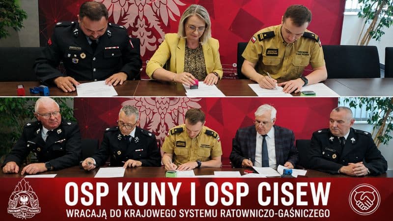 OSP Kuny i OSP Cisew wracają do krajowego systemu. Podpisano porozumienia