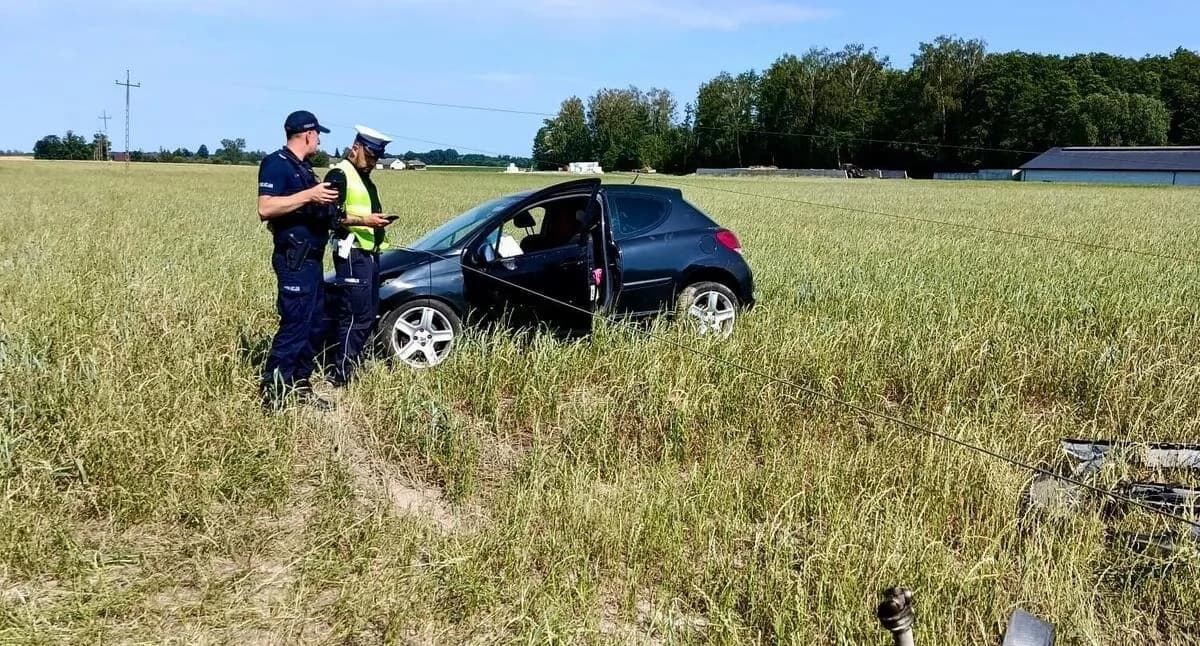 Pijacka szarża: ponad 3 promile, sądowy zakaz i Peugeot na słupie