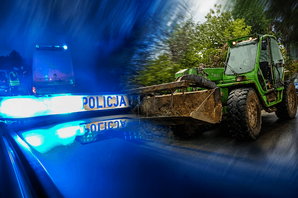 Pijany pojechał koparką do sklepu. Zostawił za sobą prawdziwe pobojowisko
