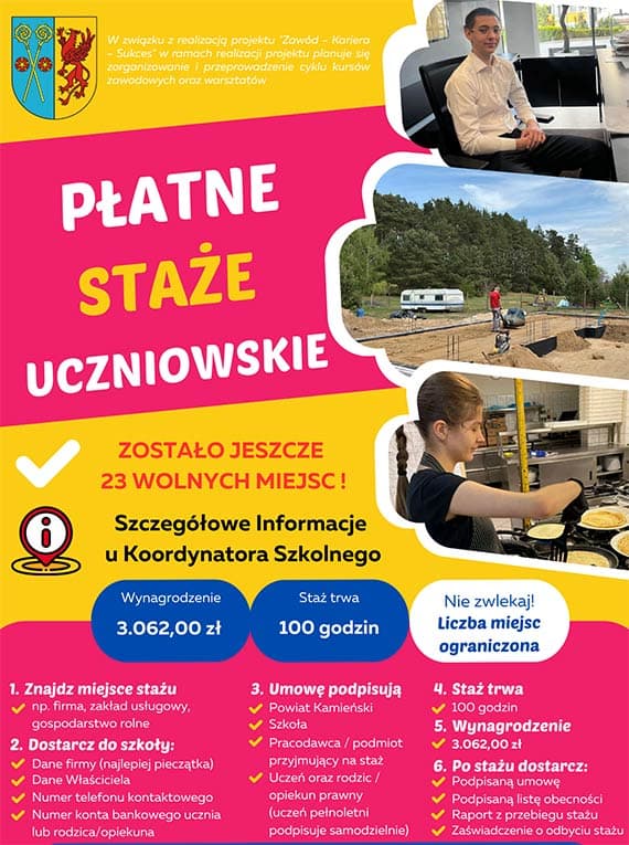 Płatne staże uczniowskie – nadal trwa nabór!