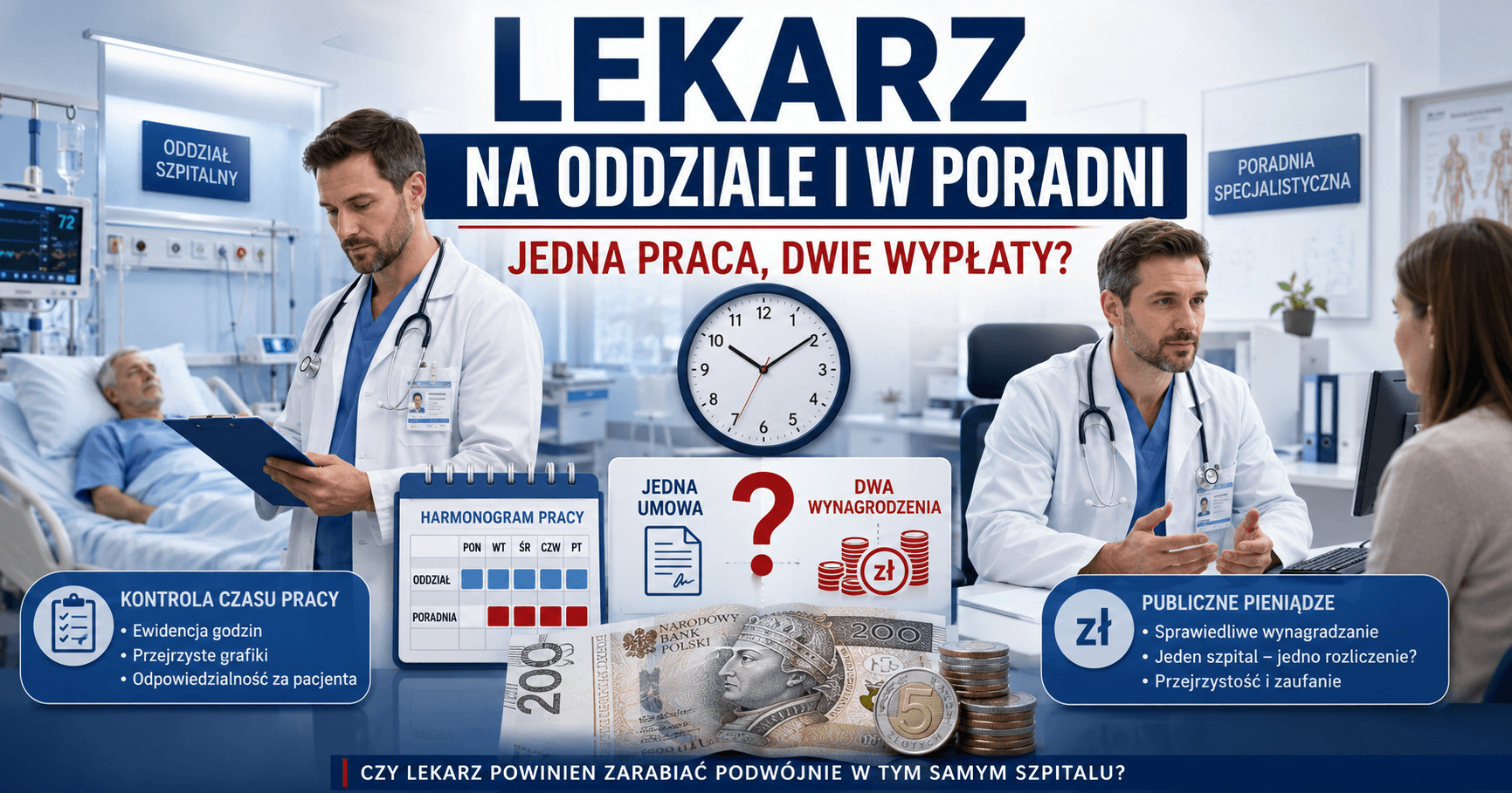 Polacy chcą kontroli czasu pracy lekarzy. Ponad 72 procent popiera zmiany