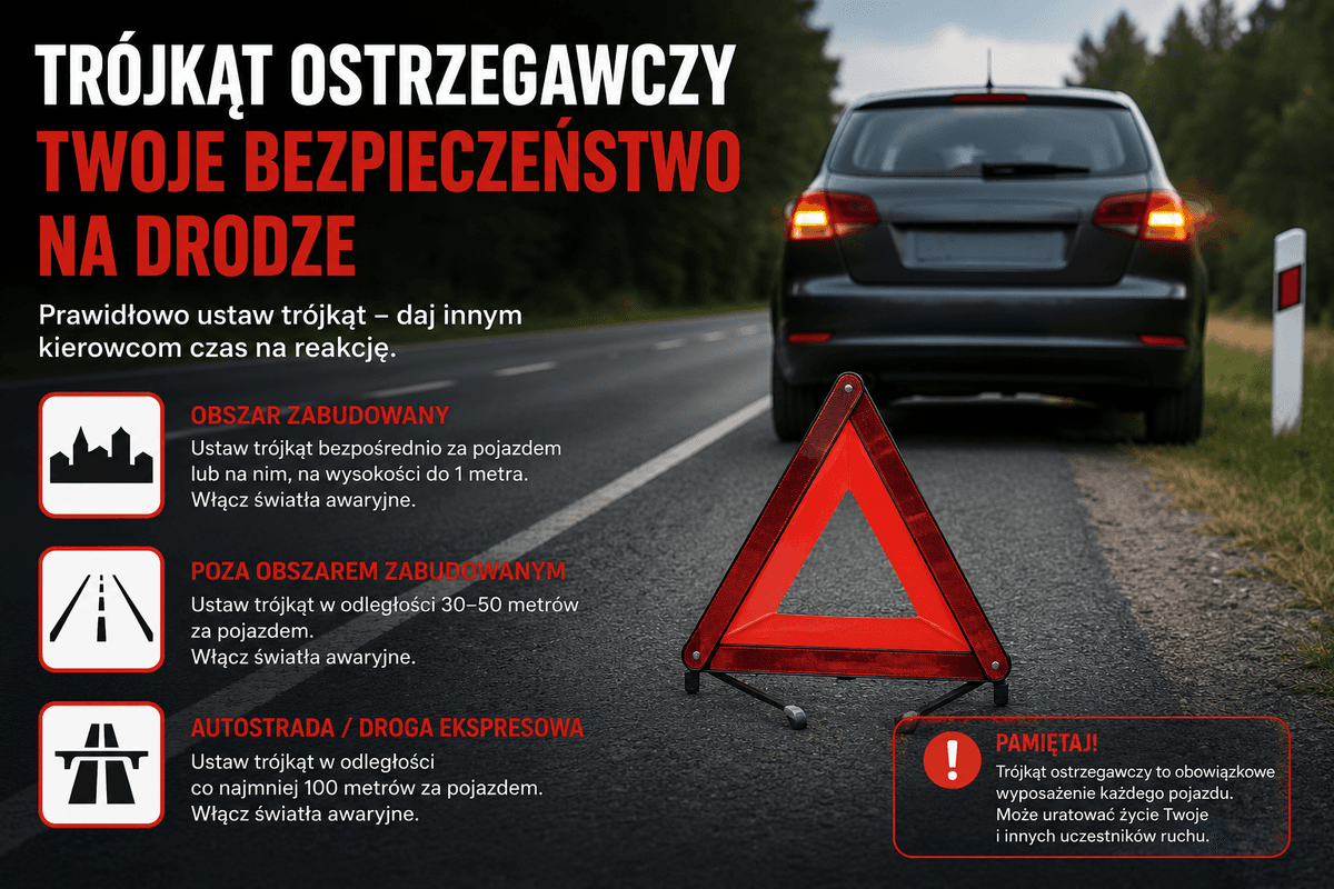 Policja apeluje: trójkąt ostrzegawczy – niewielki element, który może uratować życie