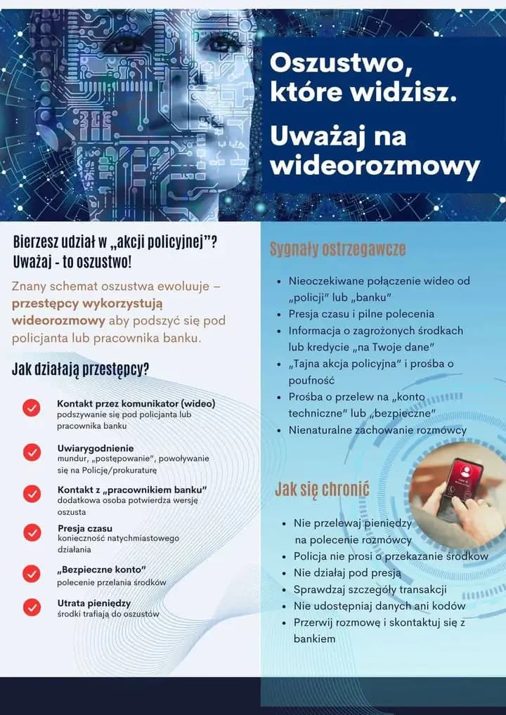 Policja ostrzega przed oszustwami na wideorozmowy – podają się za funkcjonariuszy