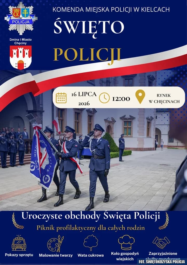 Policja z Kielc świętuje w Chęcinach. Będzie apel i rodzinny piknik