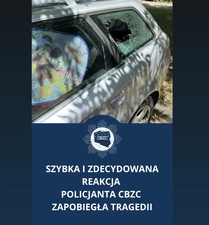 Policjant z CBZC uratował 2-miesięczne dziecko zatrzaśnięte w aucie