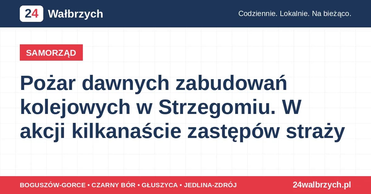 Pożar dawnych zabudowań kolejowych w Strzegomiu. W akcji kilkanaście zastępów straży