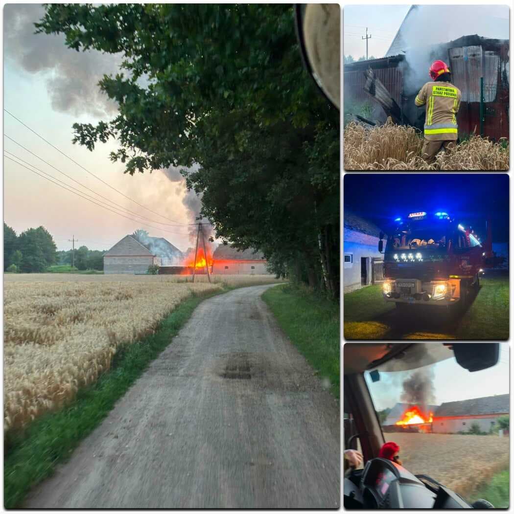 Pożar garażu w Myśliborskich Holendrach. W środku znajdowały się butle gazowe