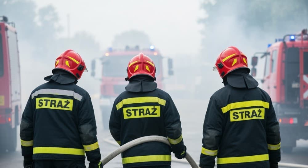 Pożar zabudowań gospodarczych w Pabianicach: strażacy w akcji na Myśliwskiej