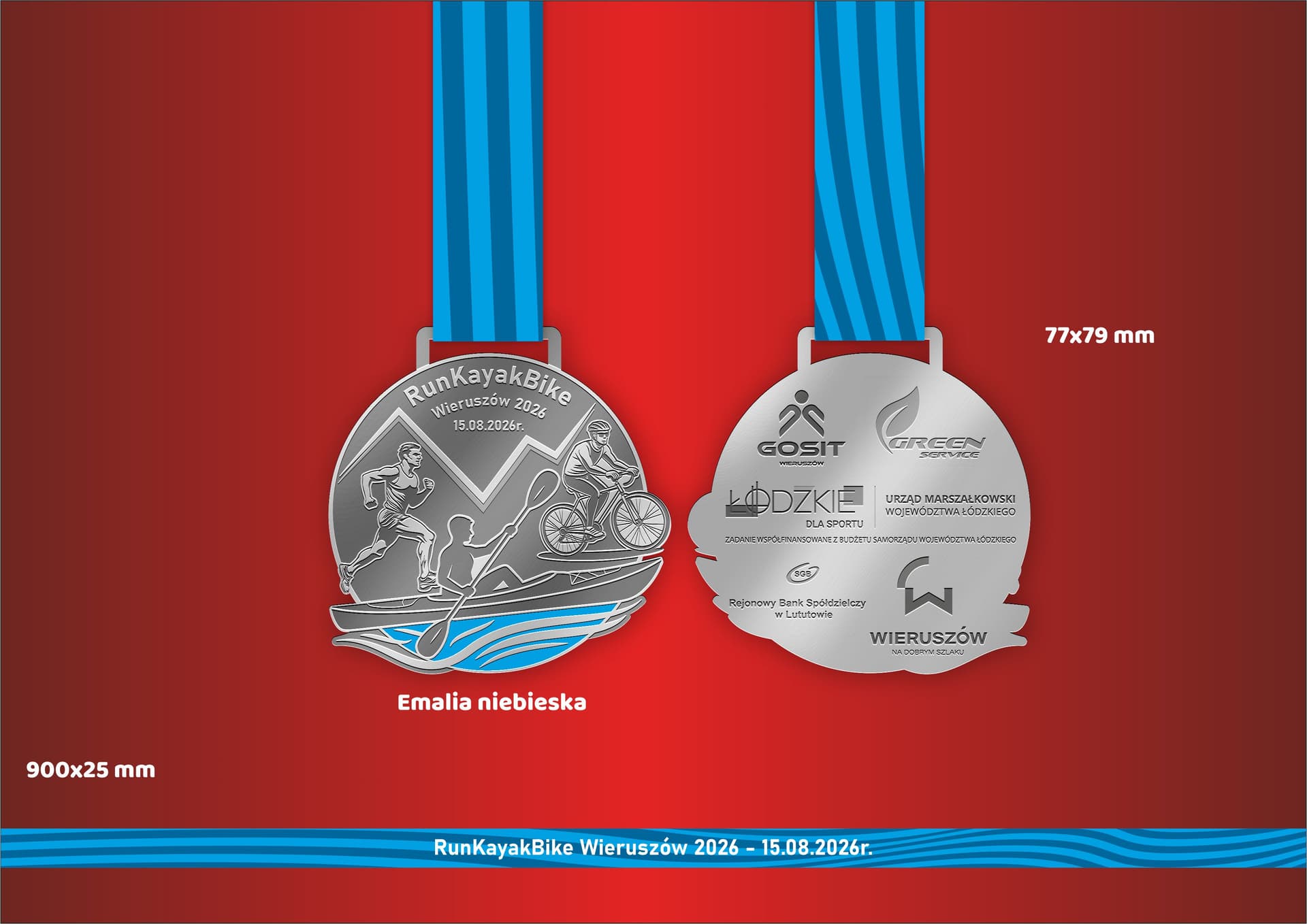 Poznaj medal i koszulkę techniczną zawodów RunKayakBike Wieruszów 2026!