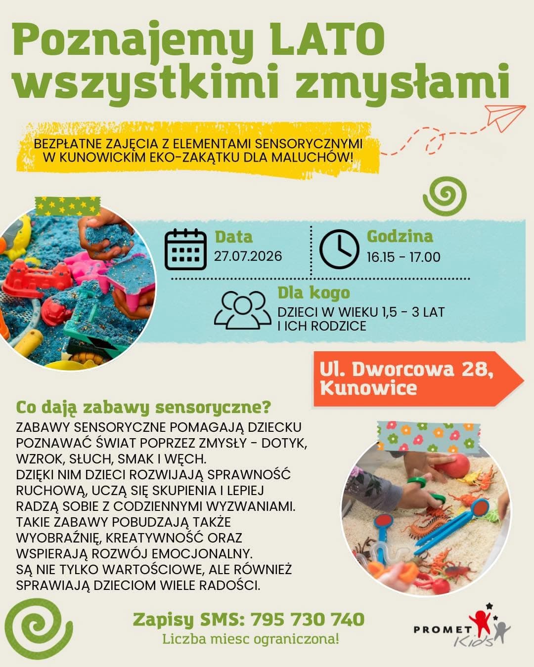 „Poznajemy lato wszystkimi zmysłami”. Bezpłatne zajęcia sensoryczne dla maluchów w Kunowicach