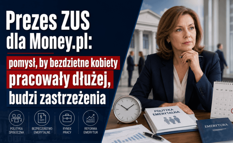 Prezes ZUS dla Money.pl: pomysł, by bezdzietne kobiety pracowały dłużej, budzi zastrzeżenia