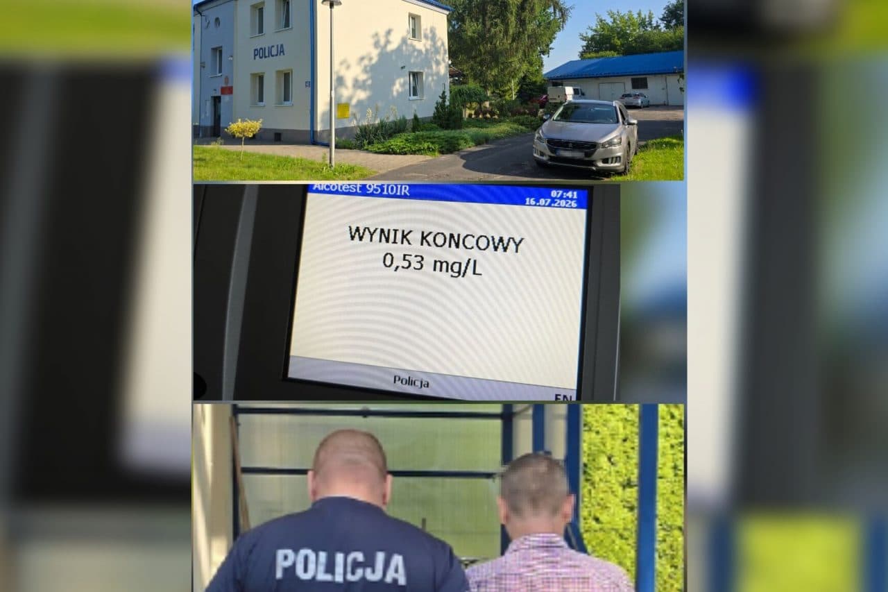 Przyjechał na policyjny dozór i chciał odjechać autem. Miał promil alkoholu