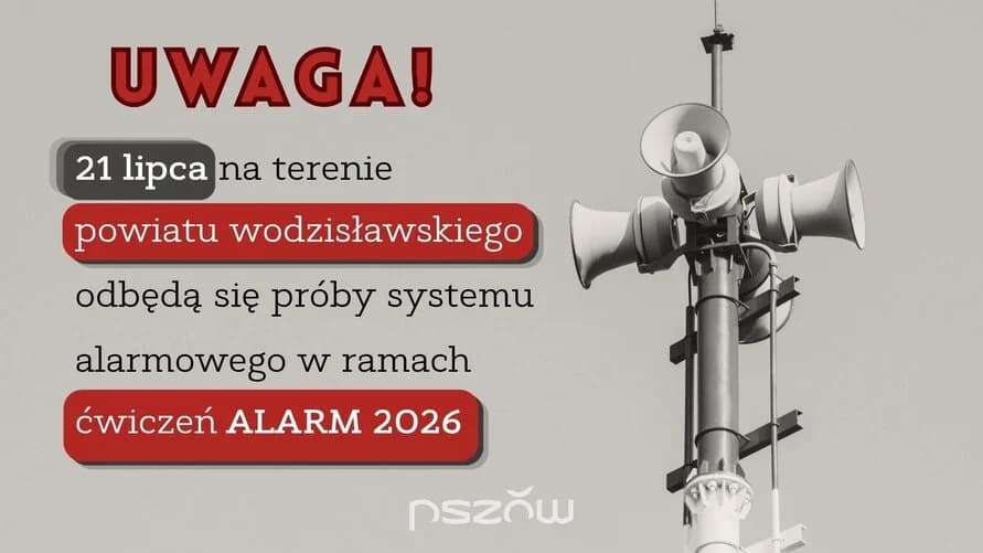 Pszów: Ćwiczenia ALARM 2026 - syreny zabrzmią 21 lipca w całym powiecie