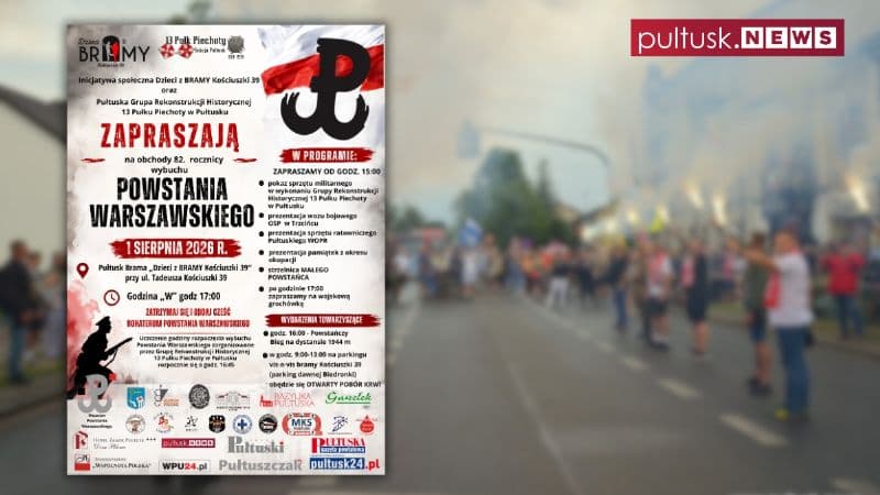 Pułtusk uczci 82. rocznicę wybuchu Powstania Warszawskiego. W programie msza, Godzina „W” i pokazy