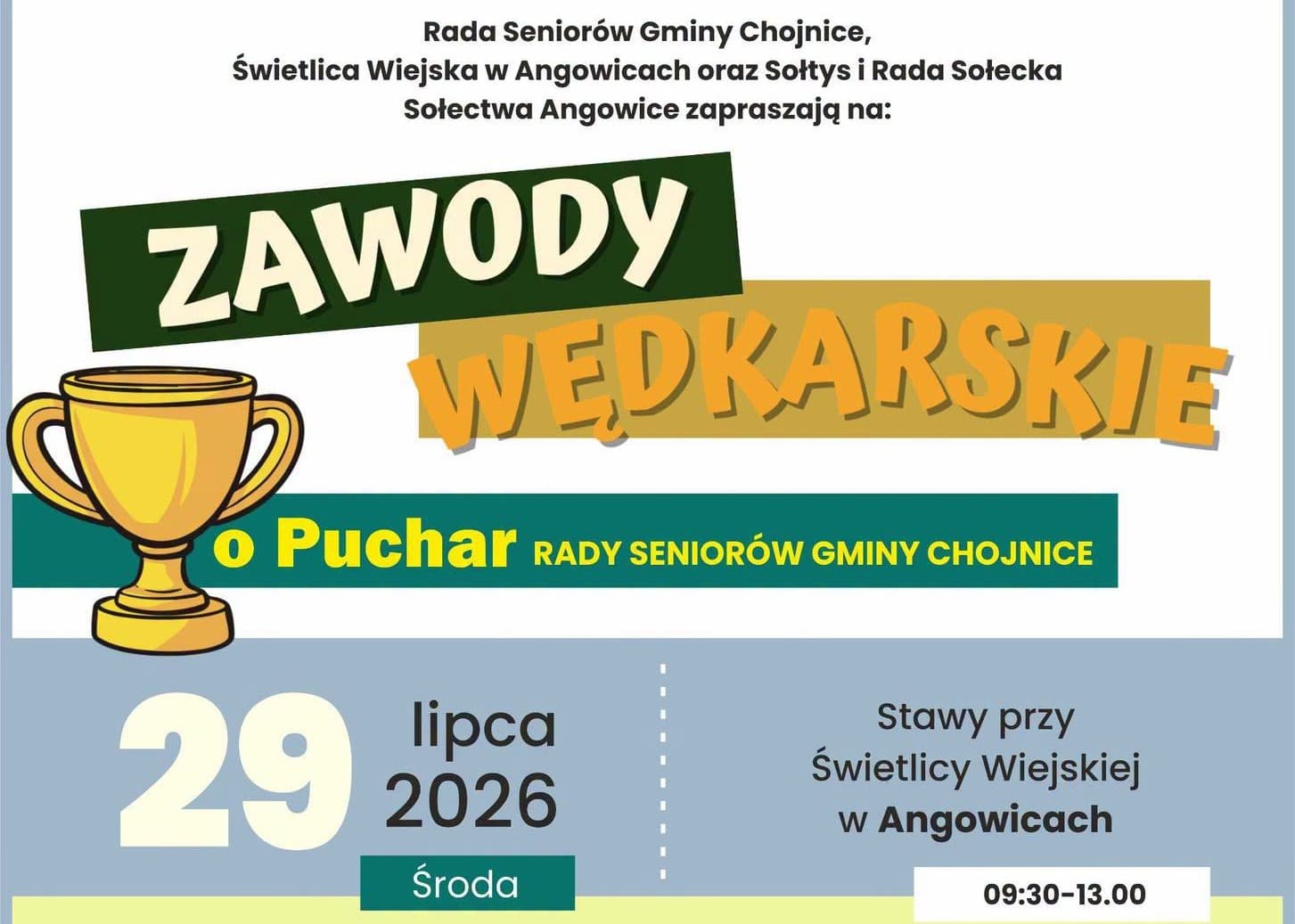 Rada Seniorów Gminy Chojnice zaprasza na zawody wędkarskie