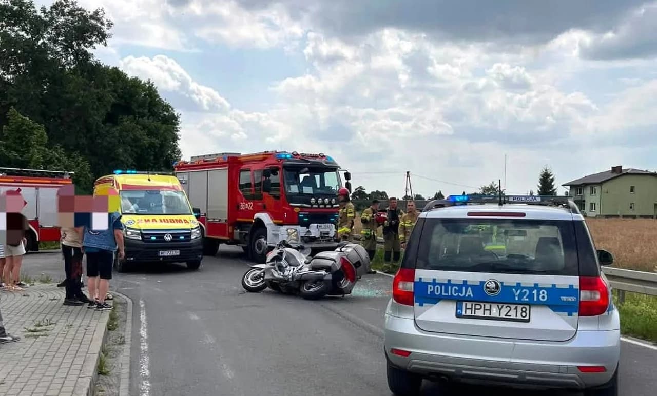 Ranny motocyklista. Droga pod Płockiem całkowicie zablokowana!