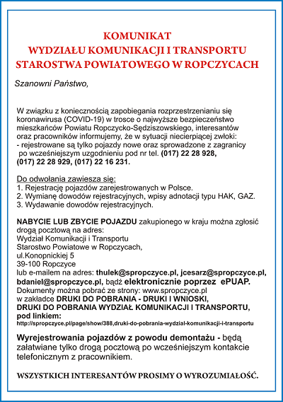 Read article: WAŻNA INFORMACJA !
