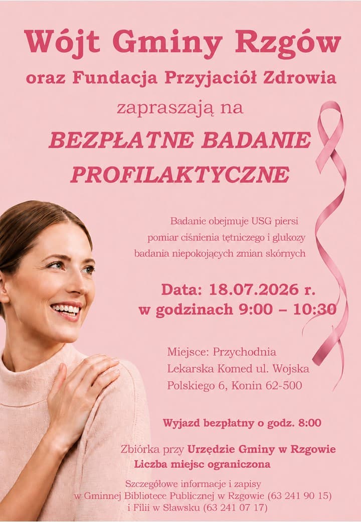 Rzgów. Bezpłatne badania dla mieszkańców. Można się zapisywać