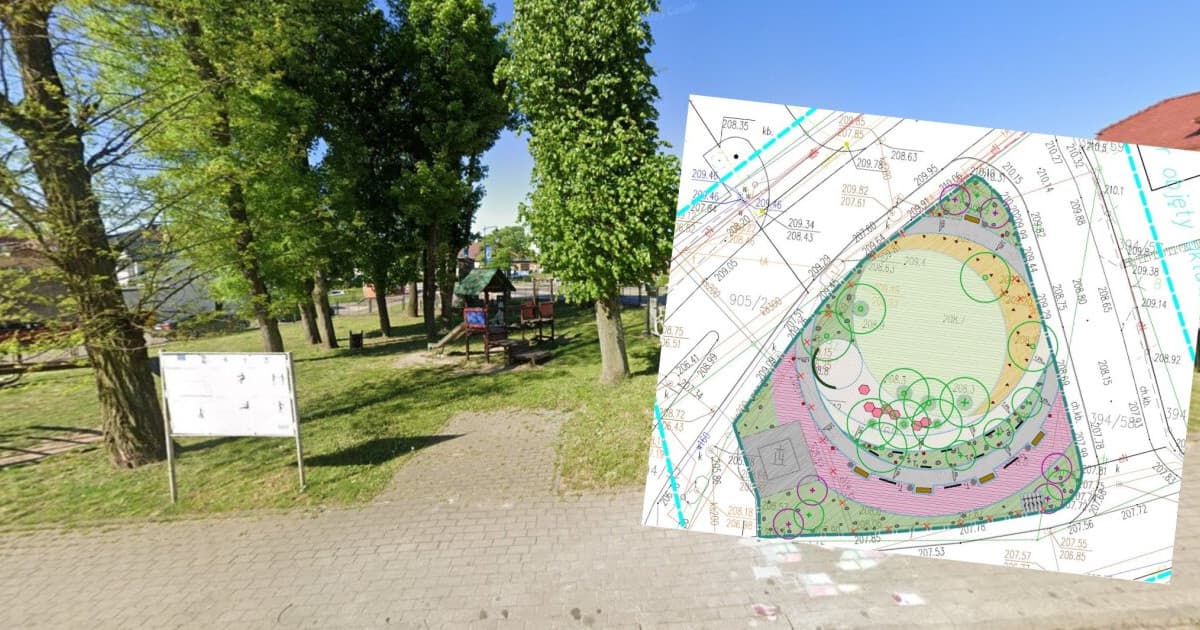Scena, ścieżki, drzewa i ledowy napis. Nowe oblicze skweru w Sierakowicach