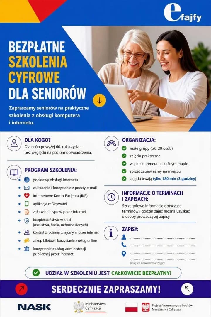 Seniorzy 60+ z powiatu stargardzkiego zdobędą cyfrową pewność