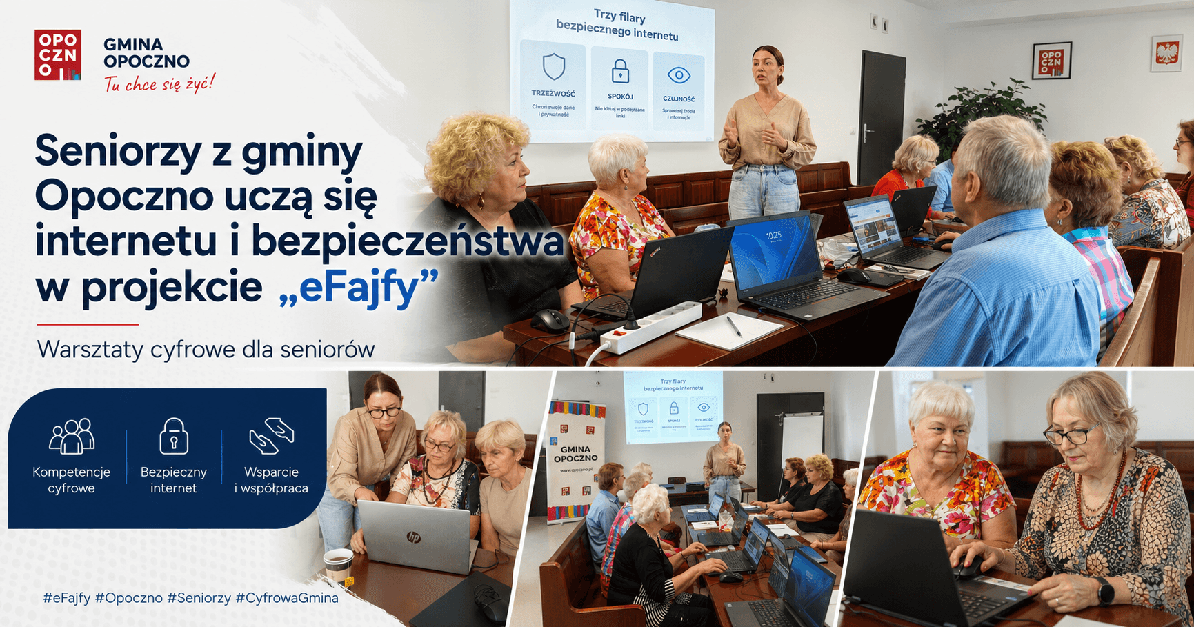 Seniorzy z gminy Opoczno uczą się internetu i bezpieczeństwa w projekcie „eFajfy”