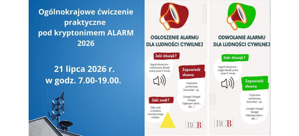 Strumień: Ogólnokrajowe ćwiczenie ALARM 2026: Syreny zabrzmią 21 lipca