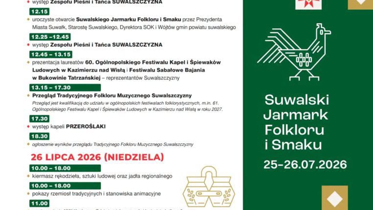 Suwalski Jarmark Folkloru i Smaku już w ten weekend. Park Konstytucji 3 Maja zamieni się w centrum tradycji
