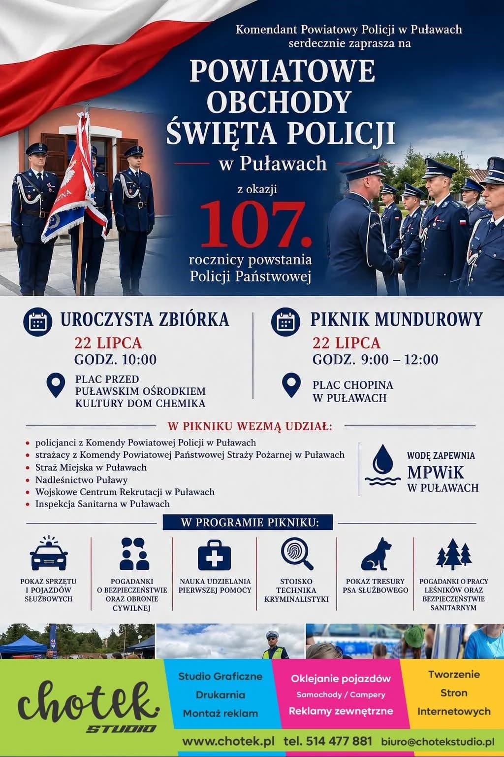 Święto Policji w Puławach. W środę uroczystości i piknik na placu Chopina