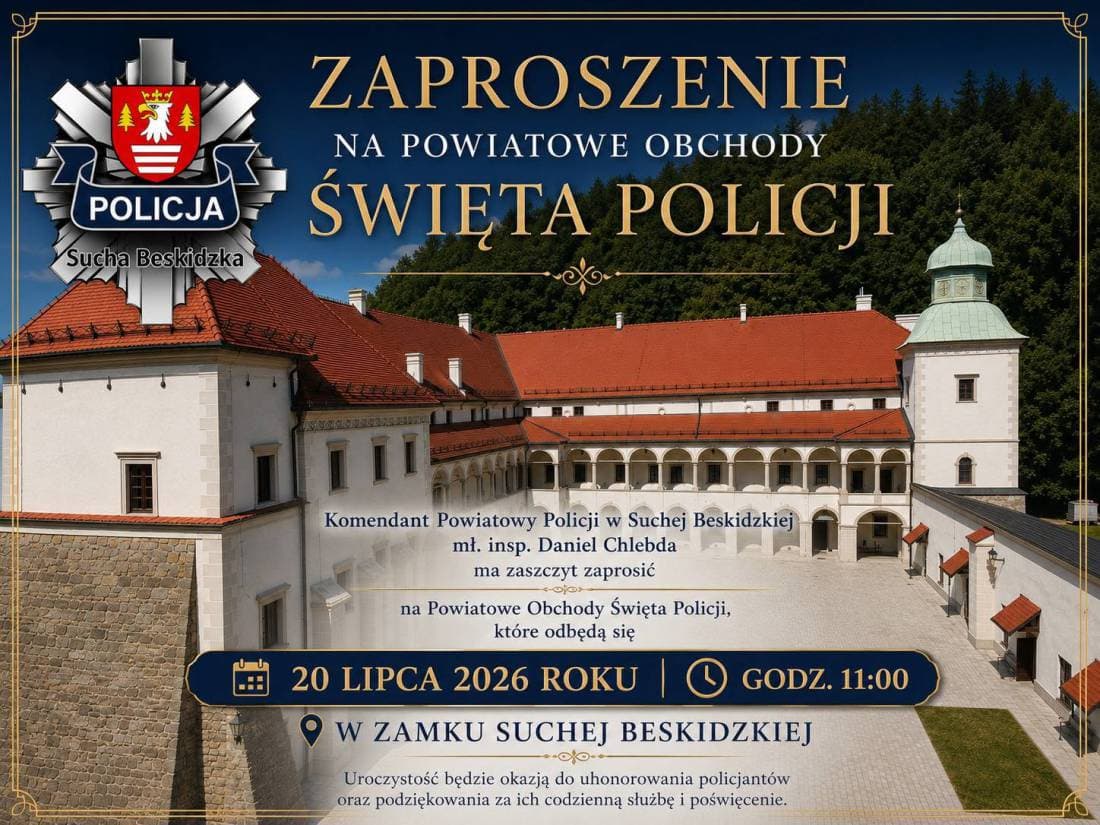 Święto Policji w Zamku Suskim. Będą awanse, odznaczenia i piknik profilaktyczny. Czytaj więcej
