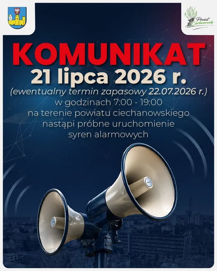 Syreny alarmowe zabrzmią w powiecie ciechanowskim. To tylko test