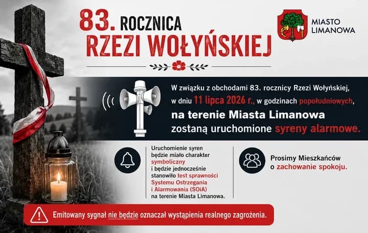Syreny zawyją w Limanowej. To będzie test i symboliczny gest pamięci